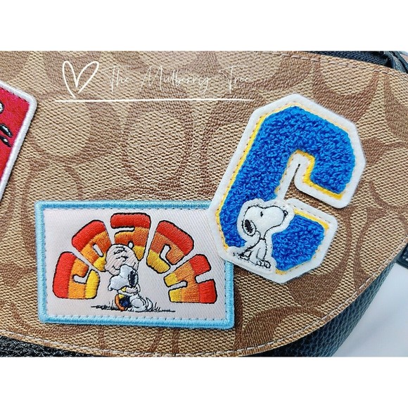 Coach X Peanuts Warren Belt Bag Signature Canvas With Varsity Patches NWT $350 - Picture 7 of 12